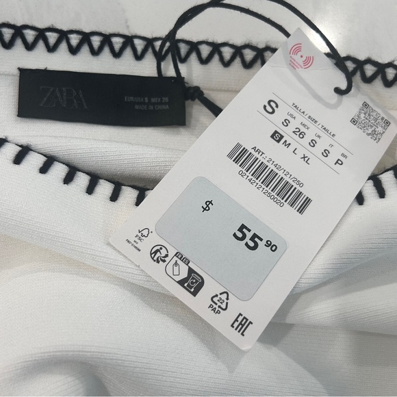 NWT Zara Contrast Embroidery Knit Top - Picture 15 of 16